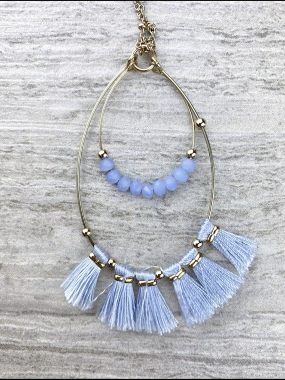 Ice Blue Tassel Necklace